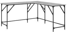 837585 vidaXL Бюро, сив сонома, 149x149x75 см, инженерно дърво