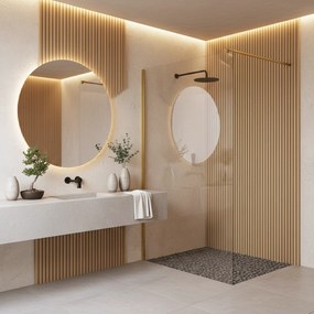 Параван за душ Rea Flexi Transparent / Brush Gold 70