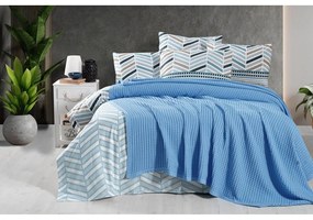 Синьо памучно покривало за легло 220x240 cm Waffle – Mila Home
