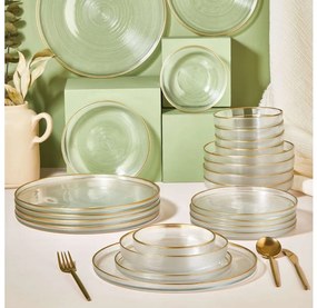 Сервиз за хранене 24 бр. прозрачен/златист/стъкло