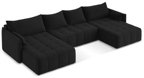 Черен разтегателен ъглов диван с място за съхранение (U форма) Moku – Makamii
