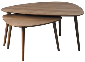 Кафяви масички за кафе в комплект от 2 бр. от декор от дъб 70x100 cm Adda – Unique Furniture