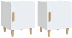 812043 vidaXL Нощни шкафчета, 2 бр, бели, инженерно дърво