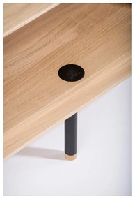 Черна/естествена маса за телевизор от масивен дъб 200x48 cm Fina – Gazzda