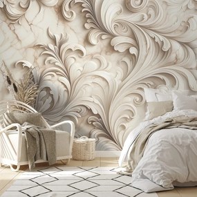 Самозалепващ тапет – Елегантни бежови орнаменти върху мрамор