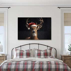 Картина на платно – Сладък коледен елен през нощта