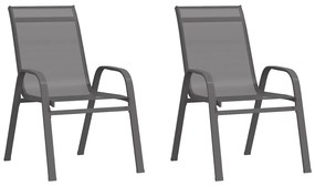 Sonata H Стифиращи градински столове, 2 бр, сиви, тъкан textilene