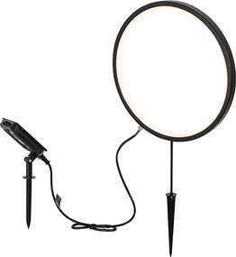 Шпикова лампа черна 60 см с презареждаема LED и слънчева IP65 - Adalind