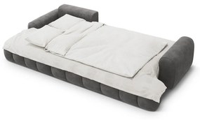 Сив кадифен сгъваем/с място за съхранение ъглов диван (ляв ъгъл) Linz – Cosmopolitan Design