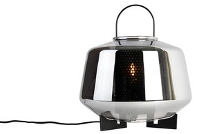 Ар Деко настолна лампа черна с опушено стъкло 30 см - Kevin