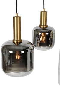 Висяща лампа черна със злато и опушено стъкло овална 5-светлина - Zuzanna