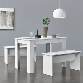 Table and Bench Set Hokksund 110x70 cm with 2 Benches White