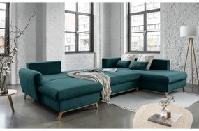 Тюркоазен U-образен разтегателен диван, десен ъгъл Scandic Lagom - Miuform