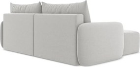 Светлосив кадифен сгъваем/с място за съхранение ъглов диван (ляв ъгъл) Kalena – Makamii