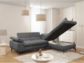 Сив шенилов ъглов диван (десен ъгъл L форма) Marbeya – Ropez