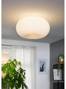 Бяло осветително тяло за таван със стъклен абажур OPTICA – EGLO