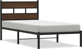 4017147 vidaXL Рамка за легло, без матрак, с табла, кафяв дъб, 107x203 см