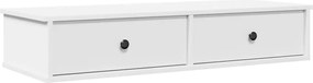 859959 vidaXL Стенен рафт с чекмеджета, бял, 100x37,5x19 см, инженерно дърво