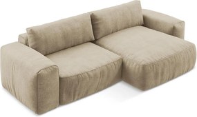 Светлокафяв шенилов сгъваем ъглов диван (десен ъгъл) Kuki – Makamii