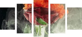 картини от 5 части – Рози с абстрактни елементи
