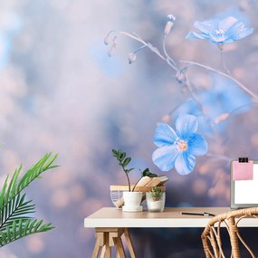 Фототапет – Сини цветя на винтидж фон