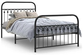 376614 vidaXL Метална рамка за легло с горна и долна табла, черна, 107x203 см