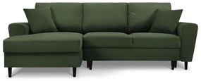Разтегателен диван от зелен велур , ляв ъгъл Moghan - Micadoni Home