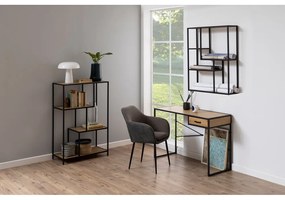 Черна/естествена стенна библиотека от декор от дъб 75x91 cm Seaford – Actona