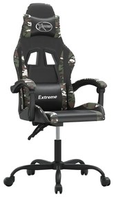 349578 vidaXL Въртящ гейминг стол, черно и камуфлаж, изкуствена кожа