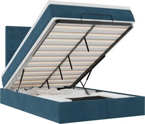 3313611 vidaXL Османска легло с матраци, тъмносиньо, 120x200 см, кадифе