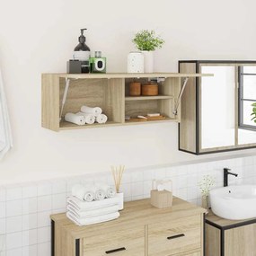860078 vidaXL Стенен шкаф за баня, дъб сонома, 80x25x30 см, инженерно дърво