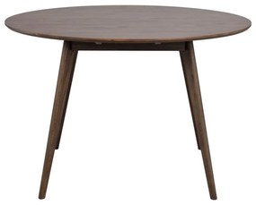 Тъмнокафява кръгла трапезна маса от декор от дъб ø 115 cm Yumi – Rowico
