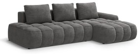Сив кадифен сгъваем/с място за съхранение ъглов диван (десен ъгъл) Linz – Cosmopolitan Design