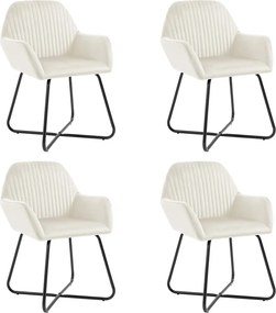 277013 vidaXL Трапезни столове, 4 бр, кремави, кадифе