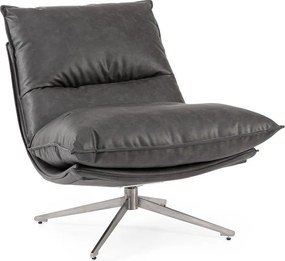 Тъмносиво кресло с място за съхранение от изкуствена кожа Alanez – Bizzotto