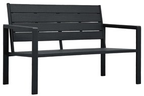 Sonata Градинска пейка, 120 cм, HDPE, черна, имитация на дърво