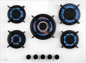 Klarstein Goldflame 5, газова печка, 5 горелка, месингови горелки, стъклокерамика