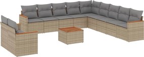 3258538 vidaXL Градински диван с възглавници, 12 части, бежов полиратан