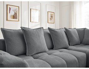 Тъмносив шенилов сгъваем/с място за съхранение ъглов диван (десен ъгъл/L форма) Everest – Bobochic Paris