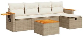3325964 vidaXL Градински диван с възглавници, 6 части, бежов полиратан
