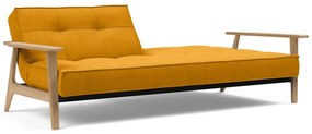 Оранжев разтегателен диван с дървени подлакътници Splitback - Innovation