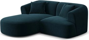 Кадифен ъглов диван в петролен цвят (ляв ъгъл) Campi – Cosmopolitan Design