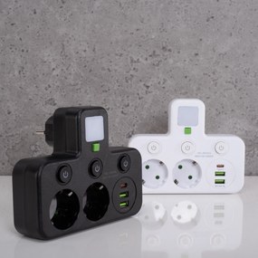 Разклонител 2 Контакта + 2x USB-A + USB-C JNH017 White