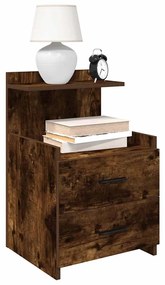 858640 vidaXL Нощно шкафче с 2 чекмеджета, опушен дъб, 40x36,5x62 см