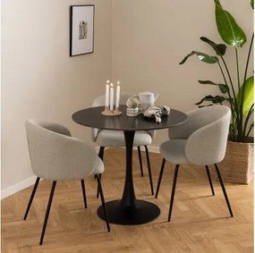 ЦЛЯРА Бежово (тъкан Басэл 24)/черни крака - МОДЕРЕН ТАПИЦИРАН СТОЛ ЛОФТ ЗА ДНЕВНА/ТРАПЕЗАРИЯ/ОФИС