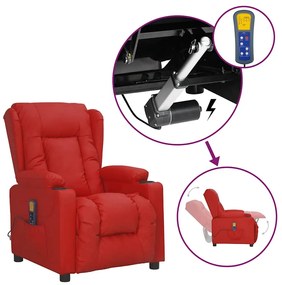 3093456 vidaXL Изправящ масажен стол виненочервен изкуствена кожа