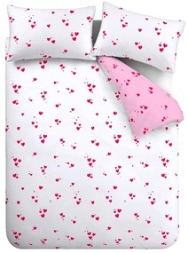 Бяло-розово единично крепово спално бельо 135x200 cm Seersucker Heart – Catherine Lansfield