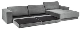 Разтегателен диван от сив велур , десен ъгъл Donatella - Milo Casa