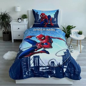 Синьо единично памучно детско спално бельо 140x200 cm Spider-man "Blue" – Jerry Fabrics