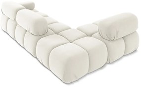 Бял кадифен модулен ъглов диван (ляв ъгъл) Lokua – Makamii